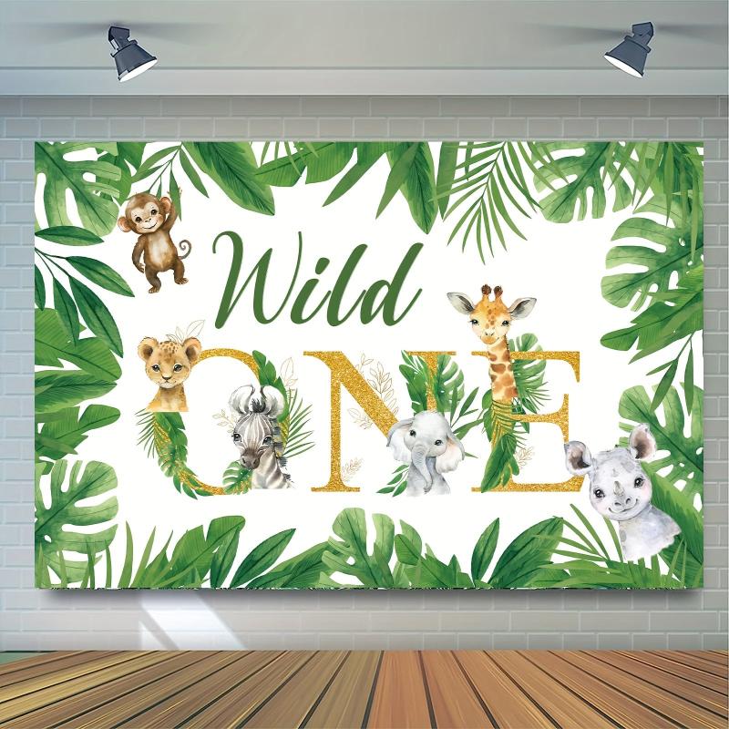 Safari Jungle Animal Backdrop 5x3ft for 1st Birthday Party and Home Decor