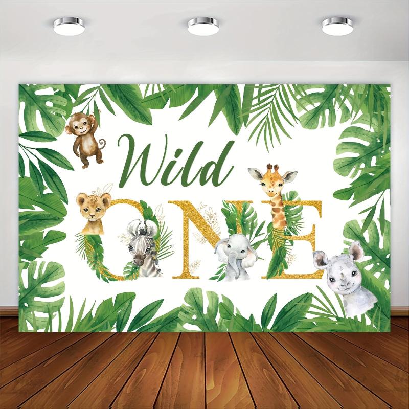 Safari Jungle Animal Backdrop 5x3ft for 1st Birthday Party and Home Decor