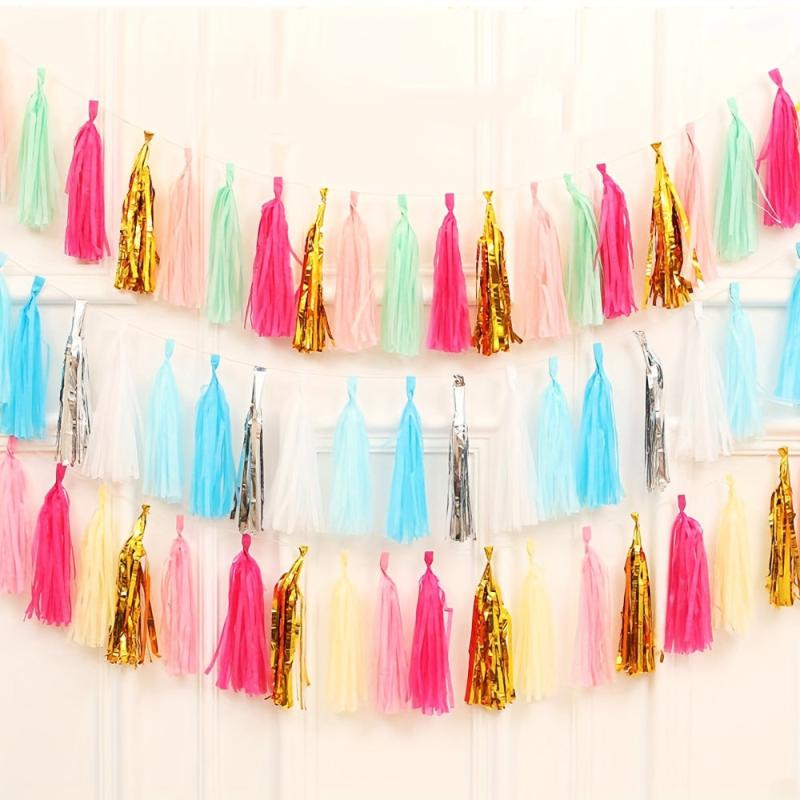 20pcs DIY Paper Tassels Party Tassel Garland Banner for Party Decorations