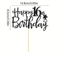 Golden Happy 16th Birthday Cake Topper Decor Supplies