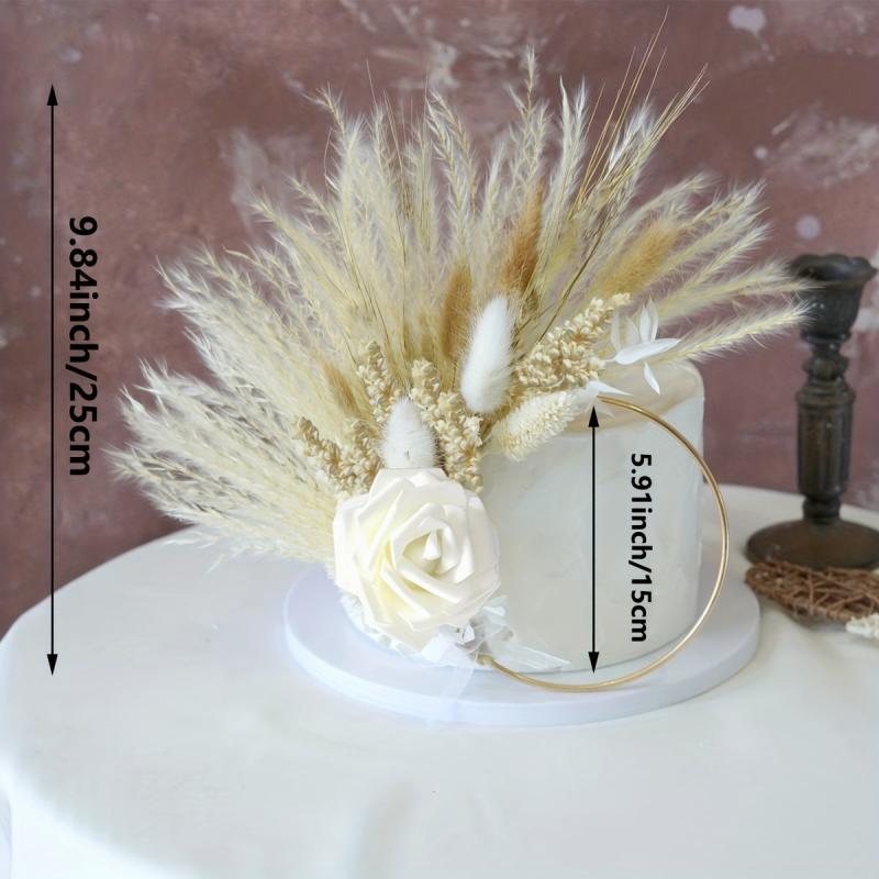 Rose Wreath Cake Topper Boho Dried Flower Cake Topper