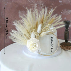 Rose Wreath Cake Topper Boho Dried Flower Cake Topper