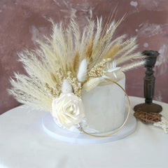 Rose Wreath Cake Topper Boho Dried Flower Cake Topper