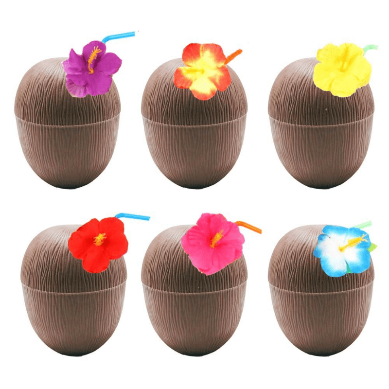 12pcs Summer Hawaiian Party Coconut Cup Set 500ml Hawaii Pool Party Supplies