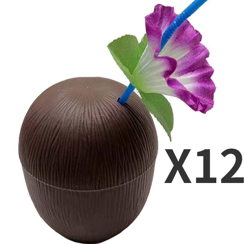 12pcs Summer Hawaiian Party Coconut Cup Set 500ml Hawaii Pool Party Supplies