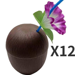 12pcs Summer Hawaiian Party Coconut Cup Set 500ml Hawaii Pool Party Supplies