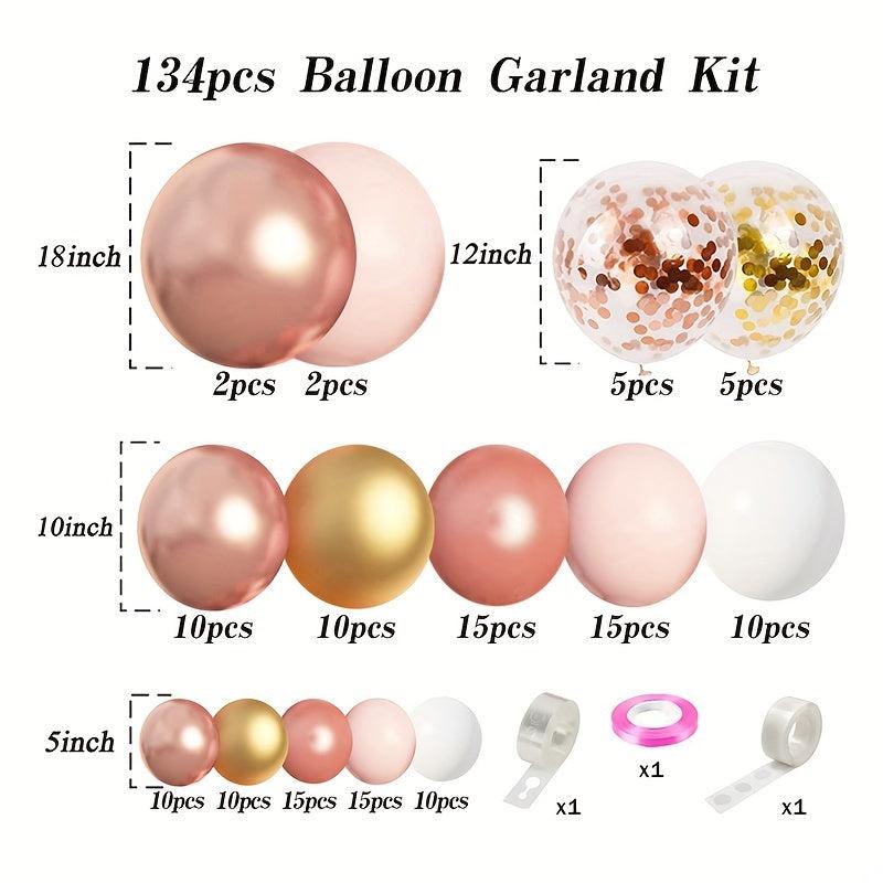 154pcs Rose Golden Latex Balloons for Party Decoration