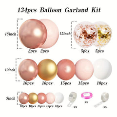 154pcs Rose Golden Latex Balloons for Party Decoration