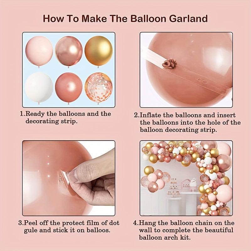 154pcs Rose Golden Latex Balloons for Party Decoration