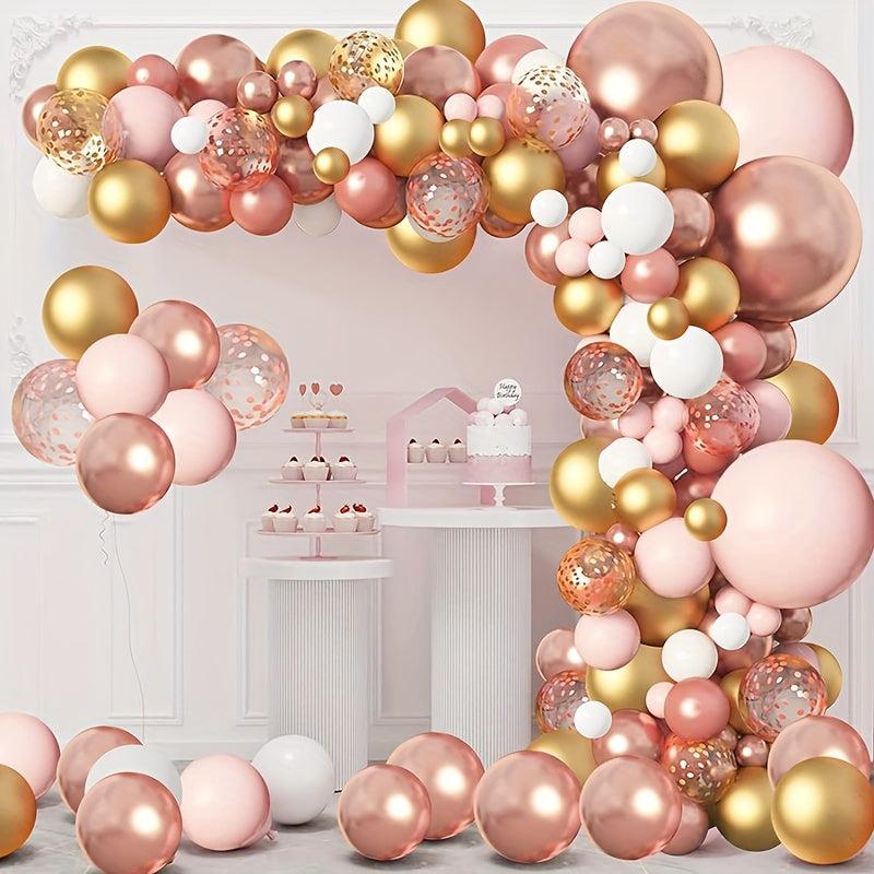 154pcs Rose Golden Latex Balloons for Party Decoration