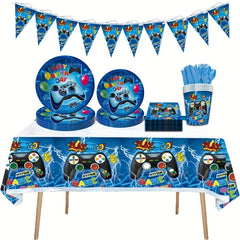 Birthday Party Supplies Set: Trays, Cups, Tissues, Tablecloths