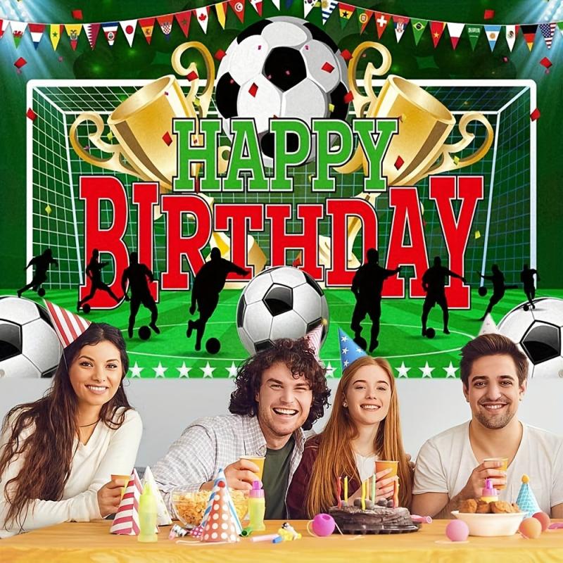 Soccer Happy Birthday Banner Party Backdrop Decoration