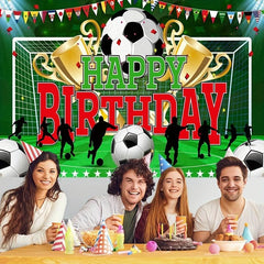 Soccer Happy Birthday Banner Party Backdrop Decoration