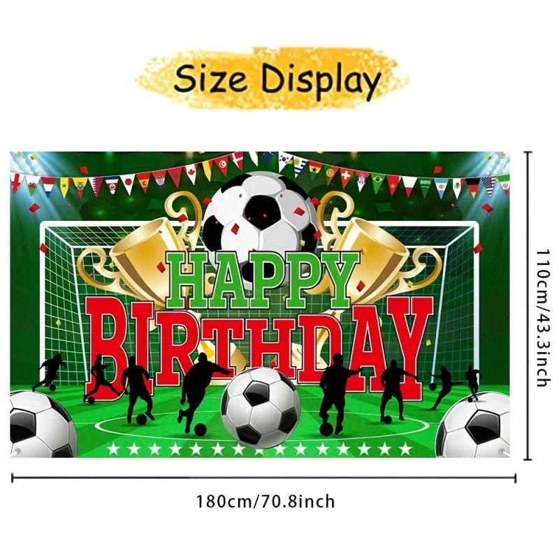 Soccer Happy Birthday Banner Party Backdrop Decoration
