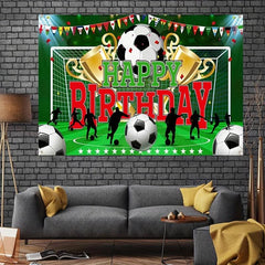 Soccer Happy Birthday Banner Party Backdrop Decoration
