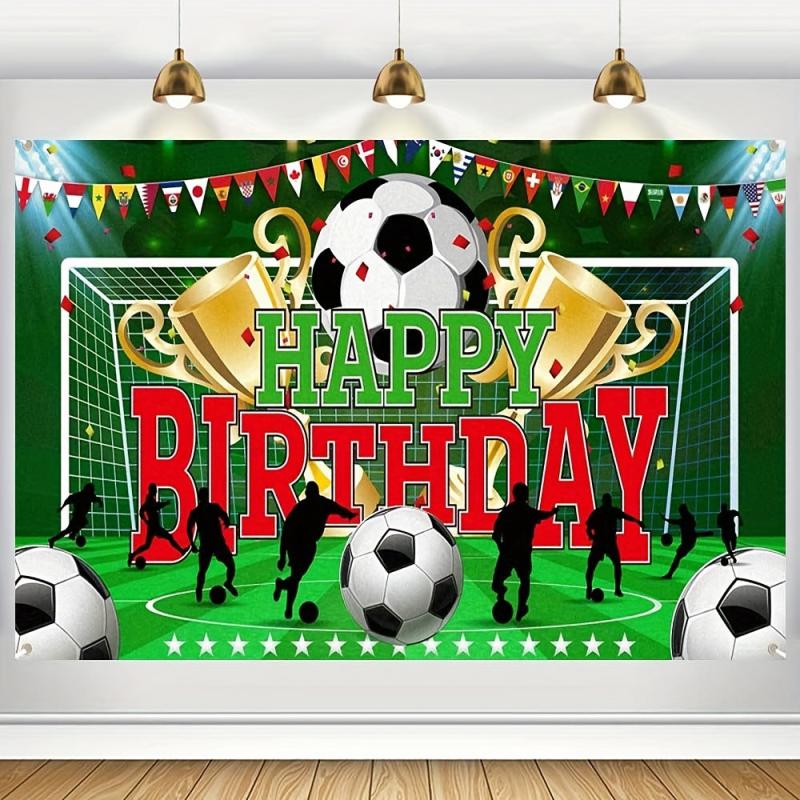 Soccer Happy Birthday Banner Party Backdrop Decoration