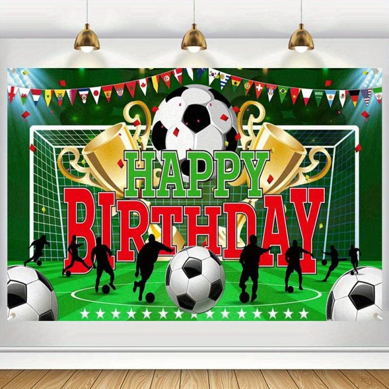 Soccer Happy Birthday Banner Party Backdrop Decoration