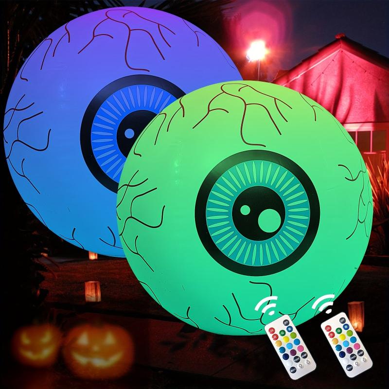 2pcs Halloween Inflatables Eyeball 20in with Remote Control LED Light Up Bloodsh