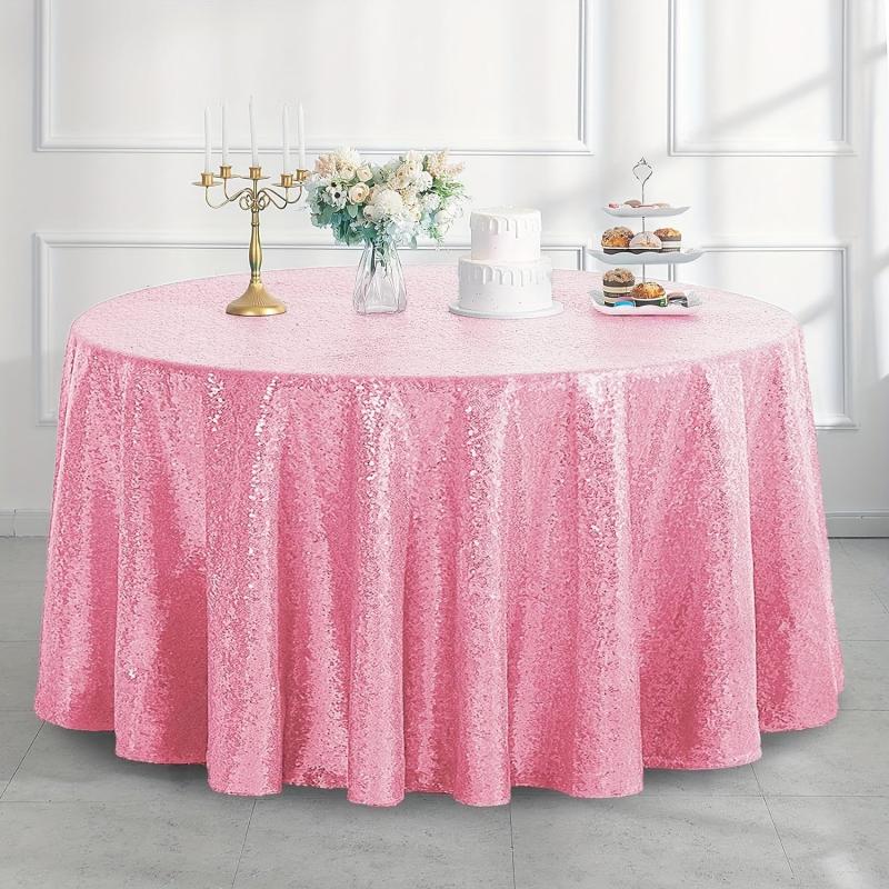 Pink Sequin Tablecloth Shimmer Table Cloth for Engagements
