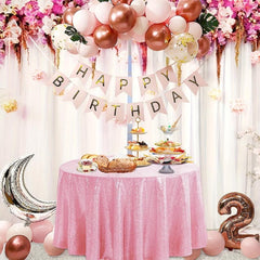 Pink Sequin Tablecloth Shimmer Table Cloth for Engagements