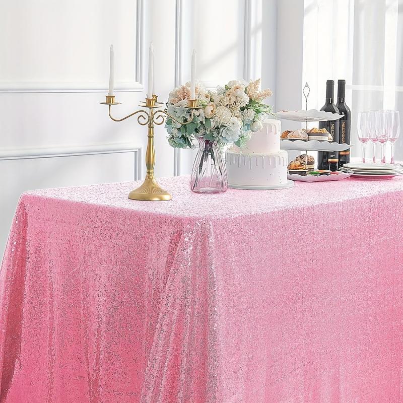 Pink Sequin Tablecloth Shimmer Table Cloth for Engagements