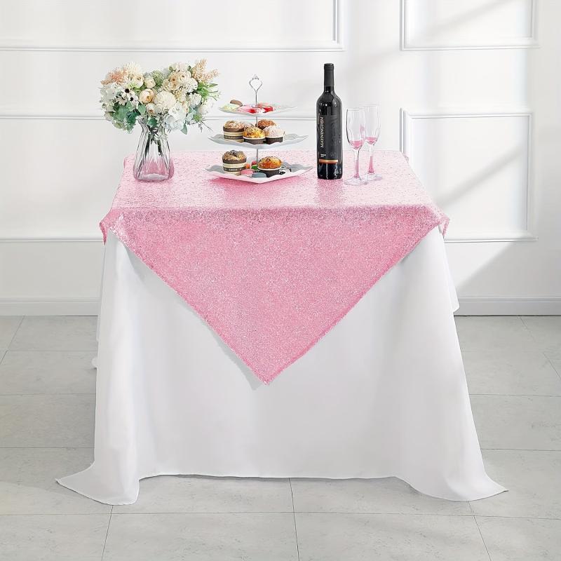 Pink Sequin Tablecloth Shimmer Table Cloth for Engagements