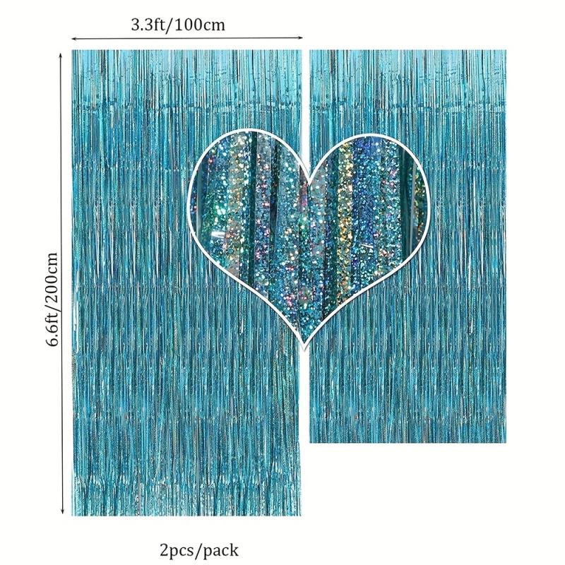 2pcs Laser Rain Silk Curtain Party Decor