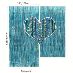 2pcs Laser Rain Silk Curtain Party Decor