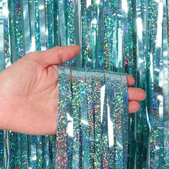 2pcs Laser Rain Silk Curtain Party Decor