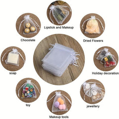 100pcs Mini Organza Gift Bags Drawstring Mesh Pouch for Wedding Favor Jewelry