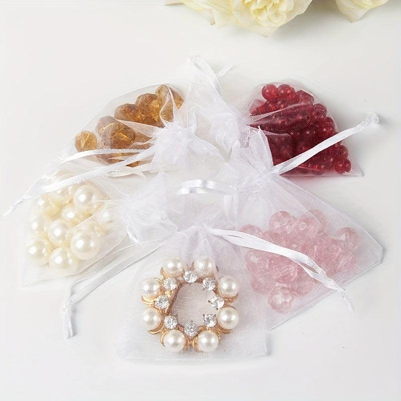 100pcs Mini Organza Gift Bags Drawstring Mesh Pouch for Wedding Favor Jewelry