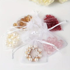 100pcs Mini Organza Gift Bags Drawstring Mesh Pouch for Wedding Favor Jewelry
