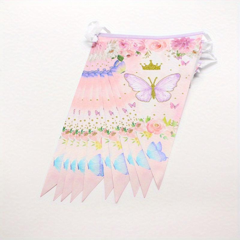 Pink Butterfly Party Decor Spring Supply Tableware Set