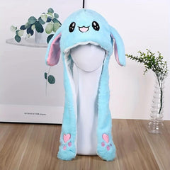 Rabbit Ears Hat for Women Plush Animal Hat with Jumping