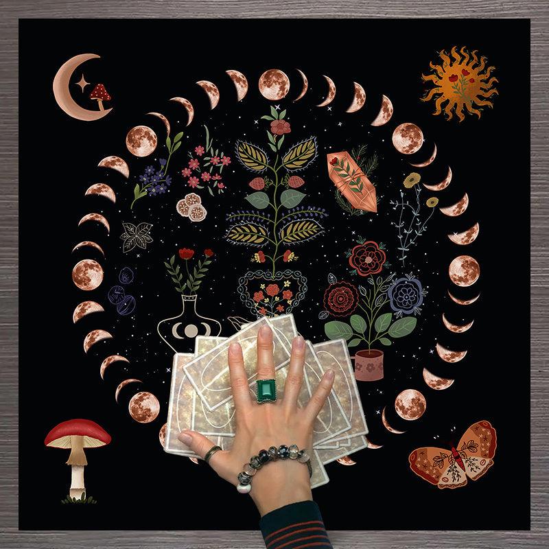 Moon Phase Tarot Tablecloth for Divination Astrology