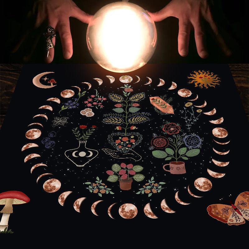 Moon Phase Tarot Tablecloth for Divination Astrology
