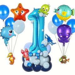 47pcs Ocean Themed Balloon Set with Animal Balloon Birthday Decorations
