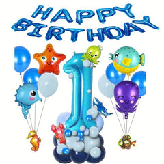 47pcs Ocean Themed Balloon Set with Animal Balloon Birthday Decorations