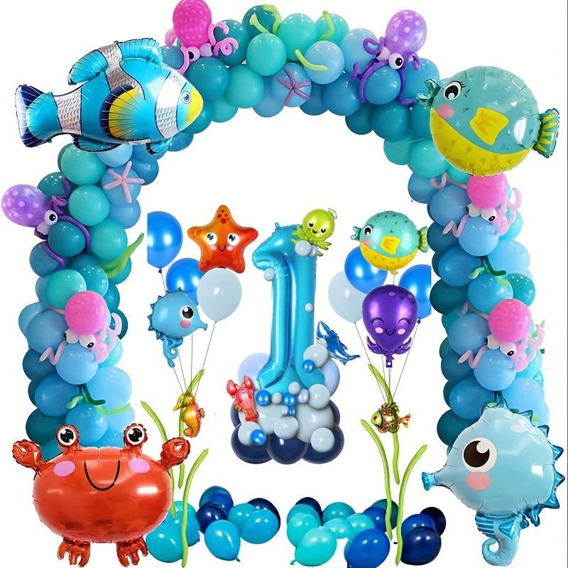 47pcs Ocean Themed Balloon Set with Animal Balloon Birthday Decorations