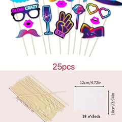25pcs Luminous Party Fluorescent Theme Glow Birthday Props DIY Photo Props