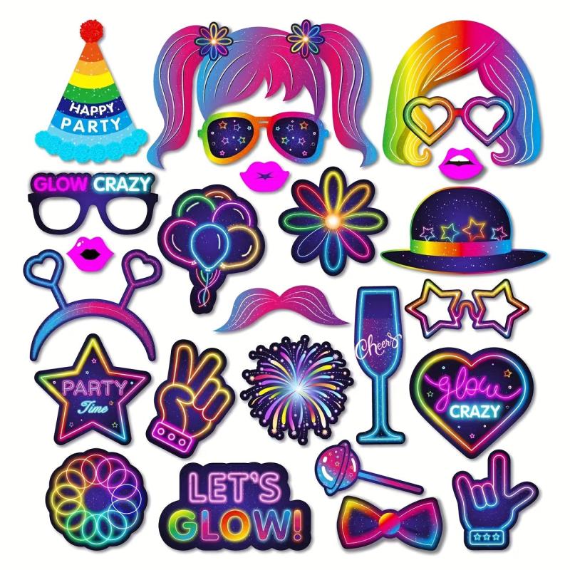 25pcs Luminous Party Fluorescent Theme Glow Birthday Props DIY Photo Props