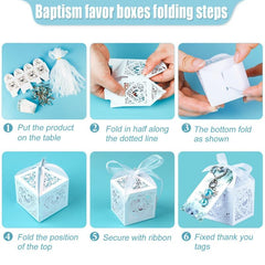 12pcs Boys Baby Shower Favors Angel Keychains Favor Boxes and Thank You Cards