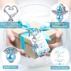 12pcs Boys Baby Shower Favors Angel Keychains Favor Boxes and Thank You Cards