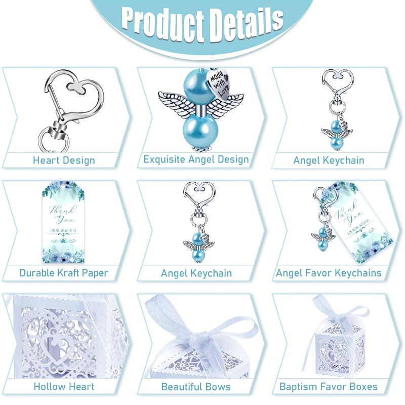 12pcs Boys Baby Shower Favors Angel Keychains Favor Boxes and Thank You Cards