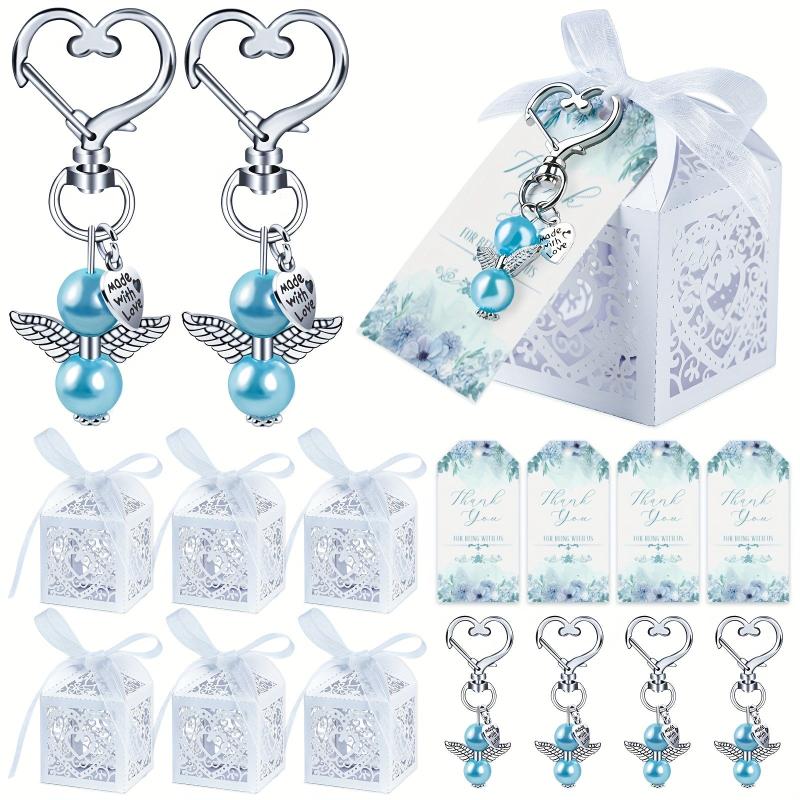 12pcs Boys Baby Shower Favors Angel Keychains Favor Boxes and Thank You Cards
