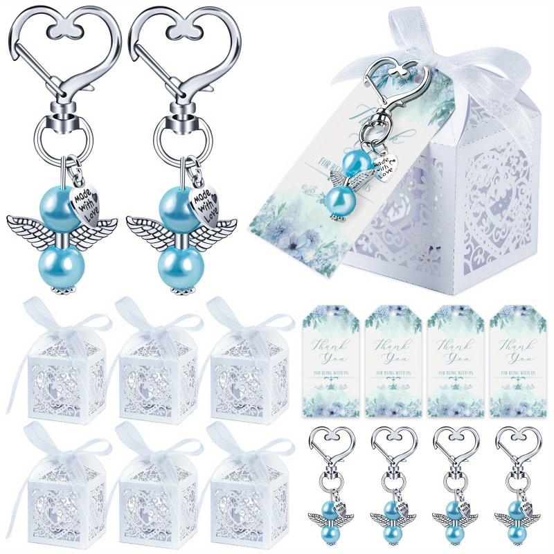 12pcs Boys Baby Shower Favors Angel Keychains Favor Boxes and Thank You Cards