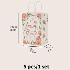5pcs Wedding Party Team Bride Bride To Be Bridesmaid Gift Tote Bag Packs