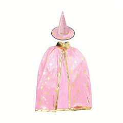 Halloween Cloak Hat Set Cosplay Witch Wizard Costume Photoshoot Props