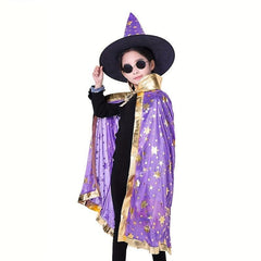 Halloween Cloak Hat Set Cosplay Witch Wizard Costume Photoshoot Props
