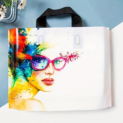 5pcs Makeup Women Pattern Plastic Tote Bags for Parties and Gifts